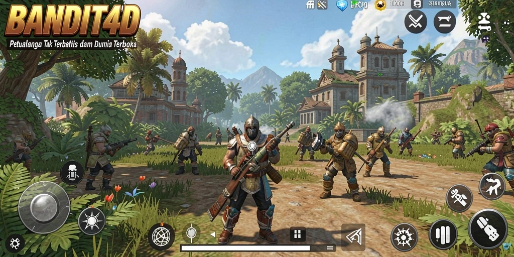 Screenshot gameplay BANDIT4D menampilkan dunia terbuka yang luas dan menakjubkan.