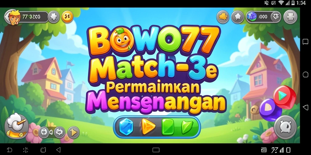 Gameplay seru BOWO77 menampilkan tantangan Match-3 yang menarik.