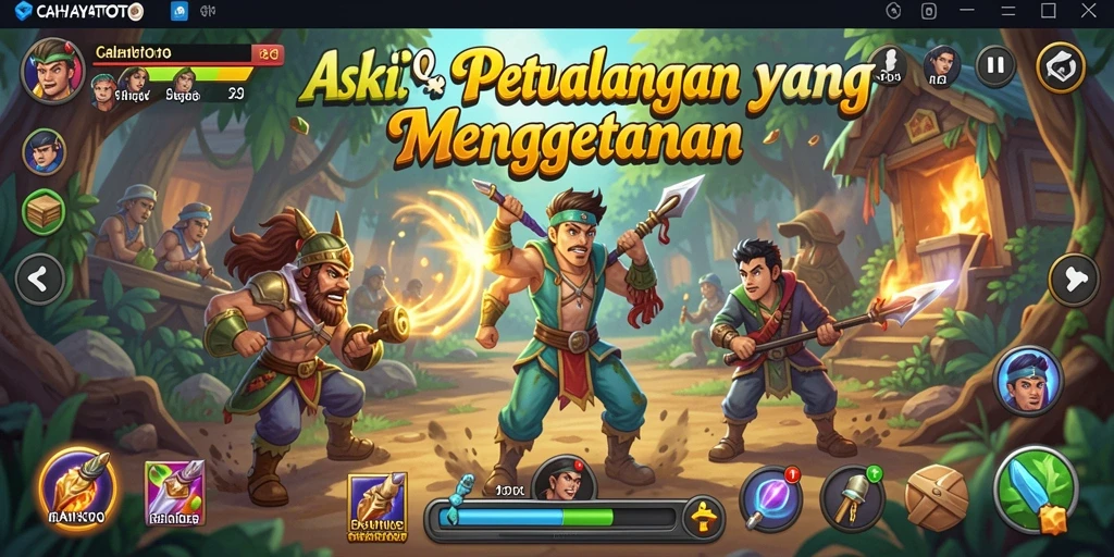 Tampilan aksi CAHAYATOTO saat bertempur dengan musuh yang menegangkan.
