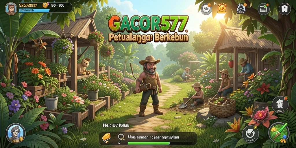 Gameplay GACOR577 menampilkan kebun yang subur dan tanaman yang beragam.