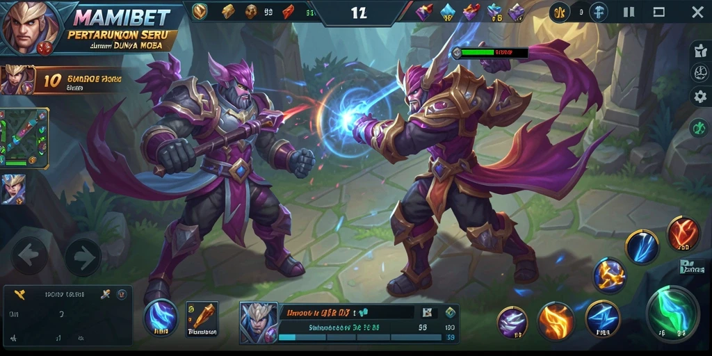 Tampilan gameplay MOBA yang menarik dan dinamis.