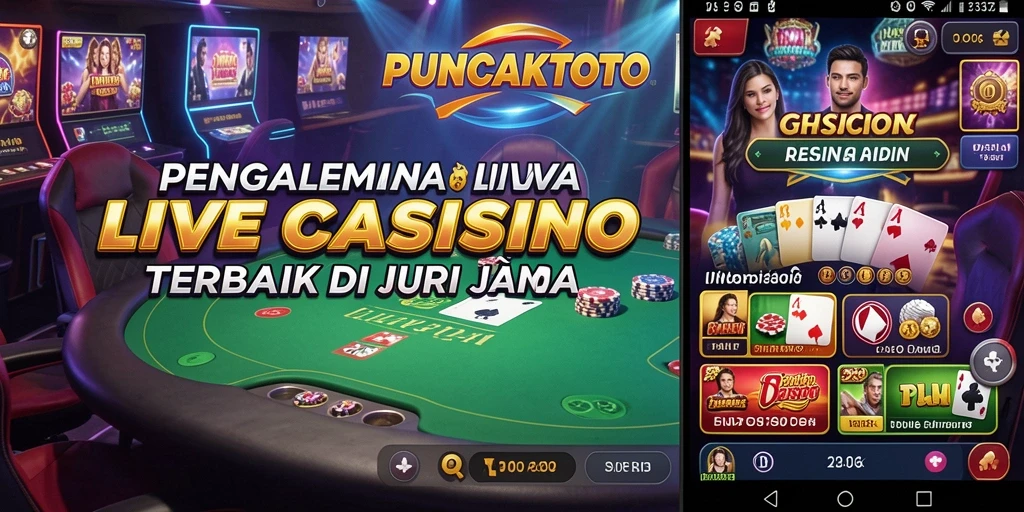 Screenshot gameplay PUNCAKTOTO menampilkan dealer dan pemain dalam sesi Live Casino.