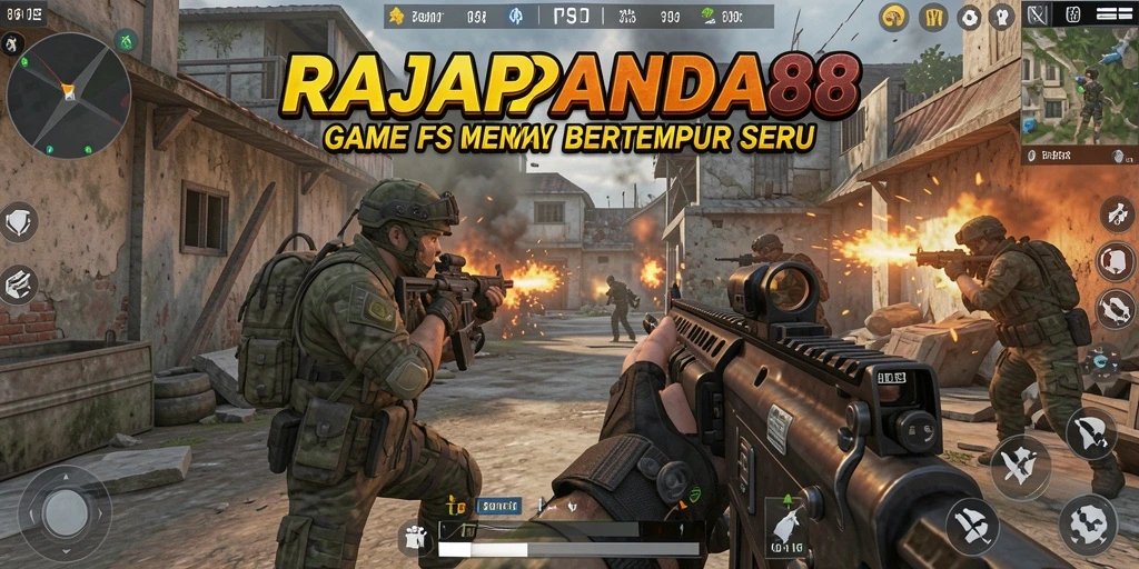 Tampilan gameplay menegangkan dalam RAJAPANDA88 dengan aksi FPS mendebarkan.